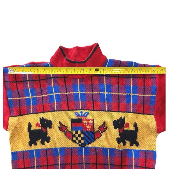 VTG Gitano Knit Plaid Scottie Dog Pullover Sweater Grandma Core SZ Small Medium - Picture 11 of 15